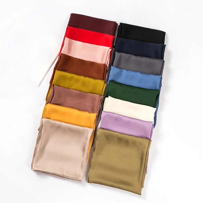 Women Accessories Wholesale China - 새틴 스카프 여성용 70cm 단색 부드러운