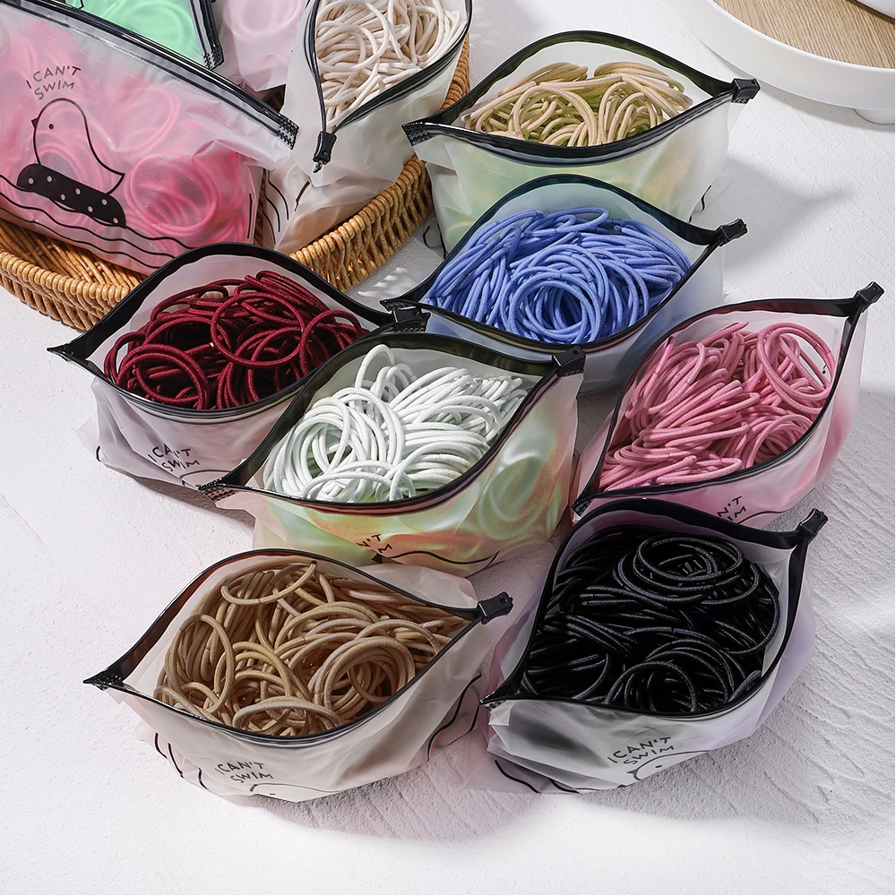 Women Accessories Wholesale China - 여성 소녀용 고탄력 고무줄 50개 블랙