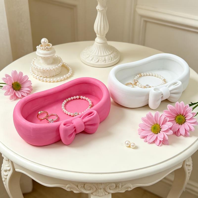 부드러운 대용량 보석 보관 트레이 귀여운 리본 장식 데 - Women'S Vanity Accessories 리뷰 및 가격