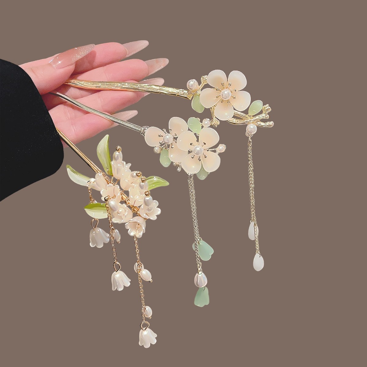 빈티지 중국 스타일 태슬 헤어핀 밸리 릴리 꽃 진주 디 - Women'S Accessories H&M 리뷰 및 가격