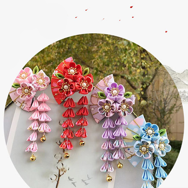일본식 머리핀 ​​패브릭 꽃 술 헤어 클립 기모노 헤어 - Women'S Kimono Accessories 리뷰 및 가격