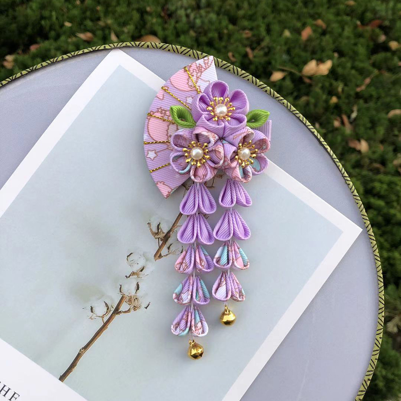 일본식 머리핀 ​​패브릭 꽃 술 헤어 클립 기모노 헤어 - Women'S Kimono Accessories 리뷰 및 가격