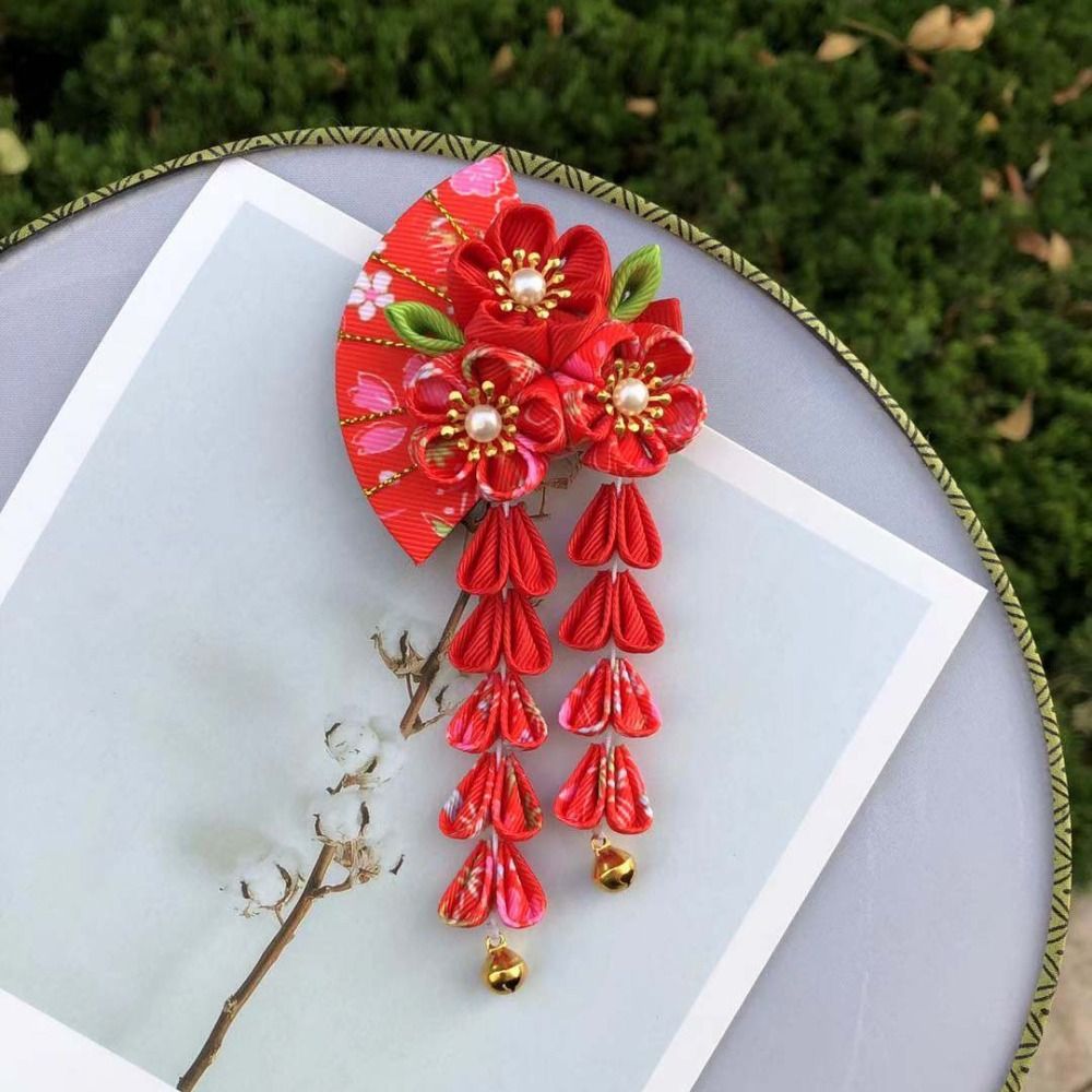 태슬 장식 부채 모양 머리핀 꽃 사쿠라 일본 기모노 머 - Women'S Kimono Accessories 리뷰 및 가격