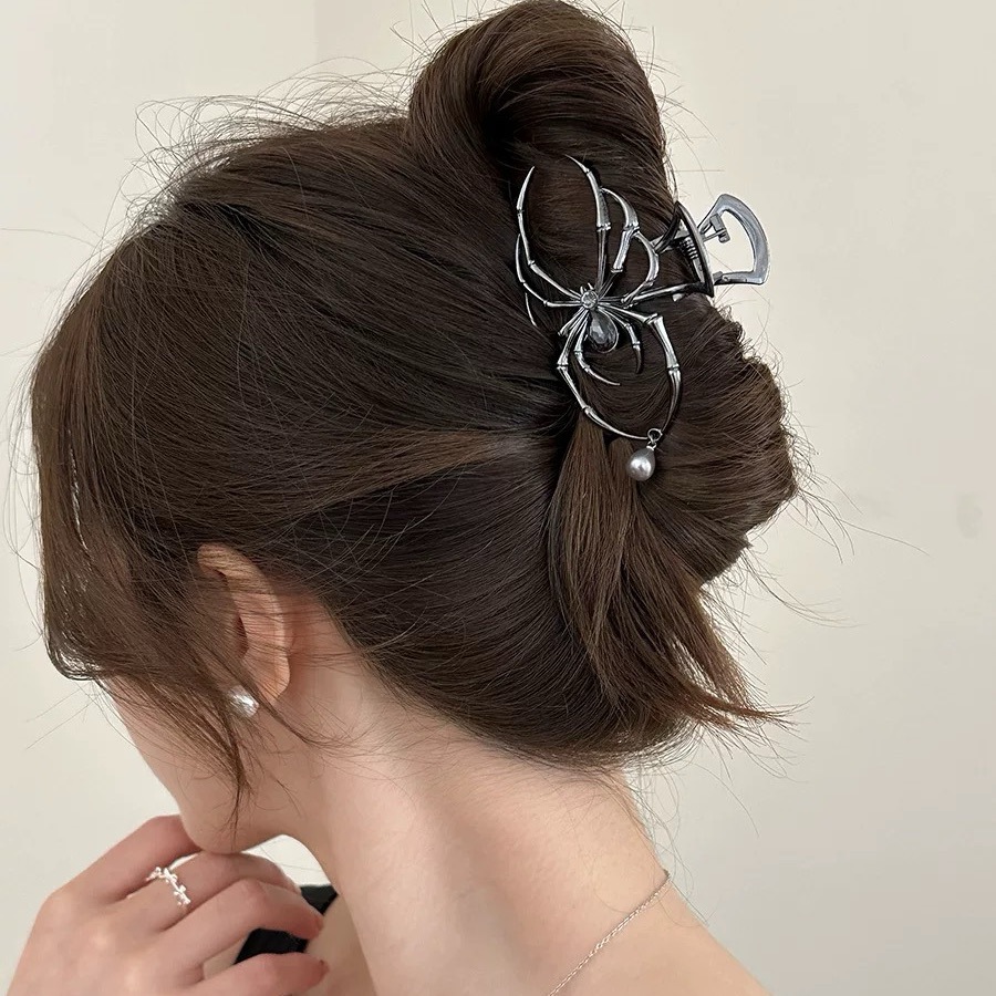 2025 할로윈 블랙 스파이더 헤어 클로 클립 진주 매 - Women Accessories Business 리뷰 및 가격
