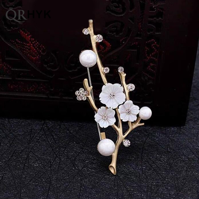 여성용 수제 매화 브로치 핀, 빈티지 진주 브로치, 부 - Women Accessories Bouquet 리뷰 및 가격