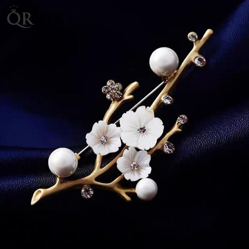 여성용 수제 매화 브로치 핀, 빈티지 진주 브로치, 부 - Women Accessories Bouquet 리뷰 및 가격