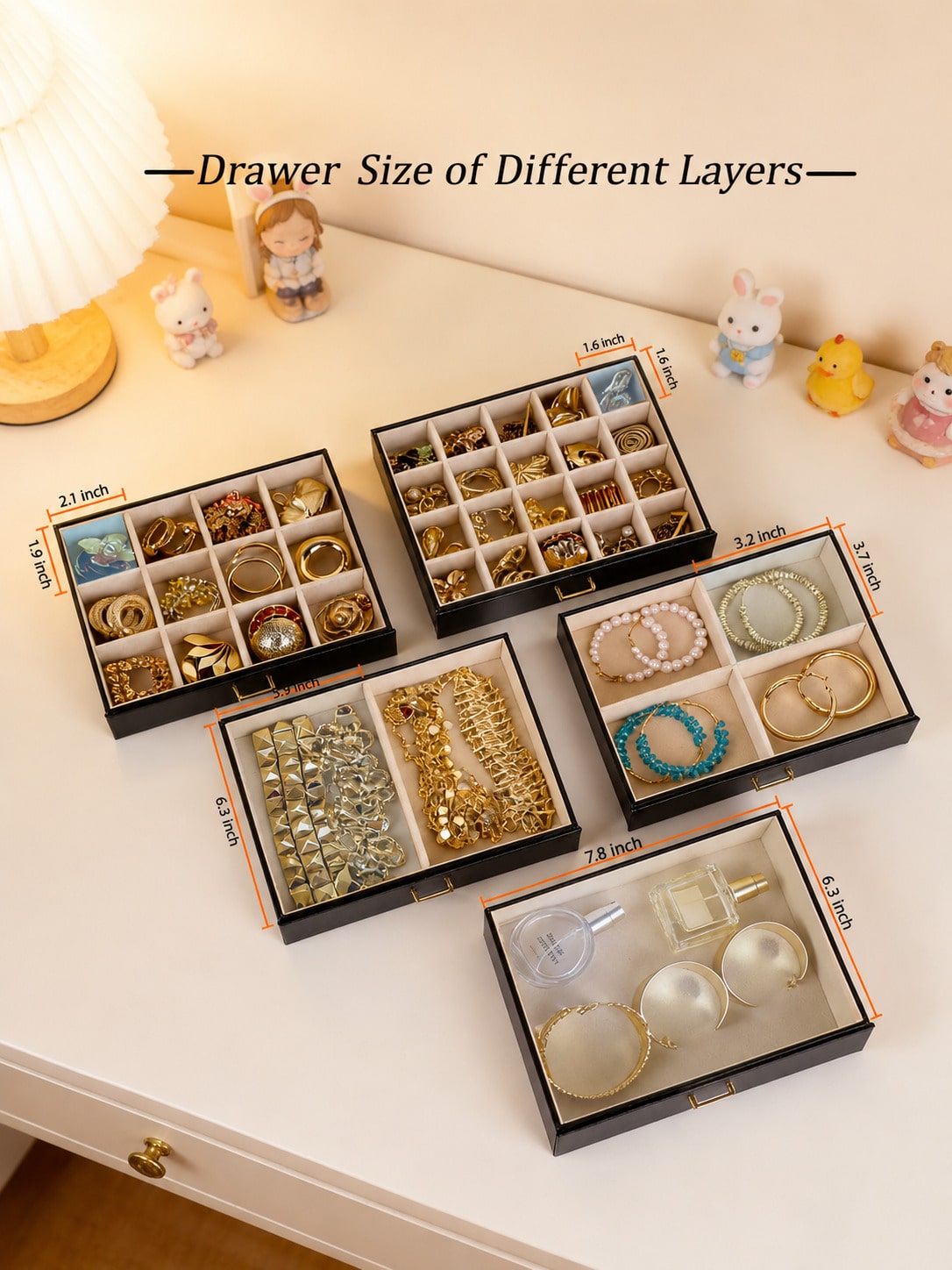 1PC 대형 6단 PU 가죽 보석함(거울 포함), 목걸 - Women Accessories Drawer 리뷰 및 가격