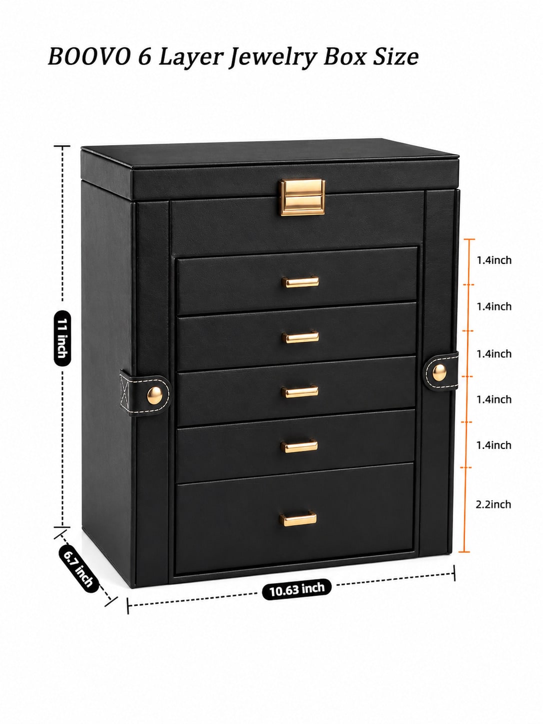 1PC 대형 6단 PU 가죽 보석함(거울 포함), 목걸 - Women Accessories Drawer 리뷰 및 가격