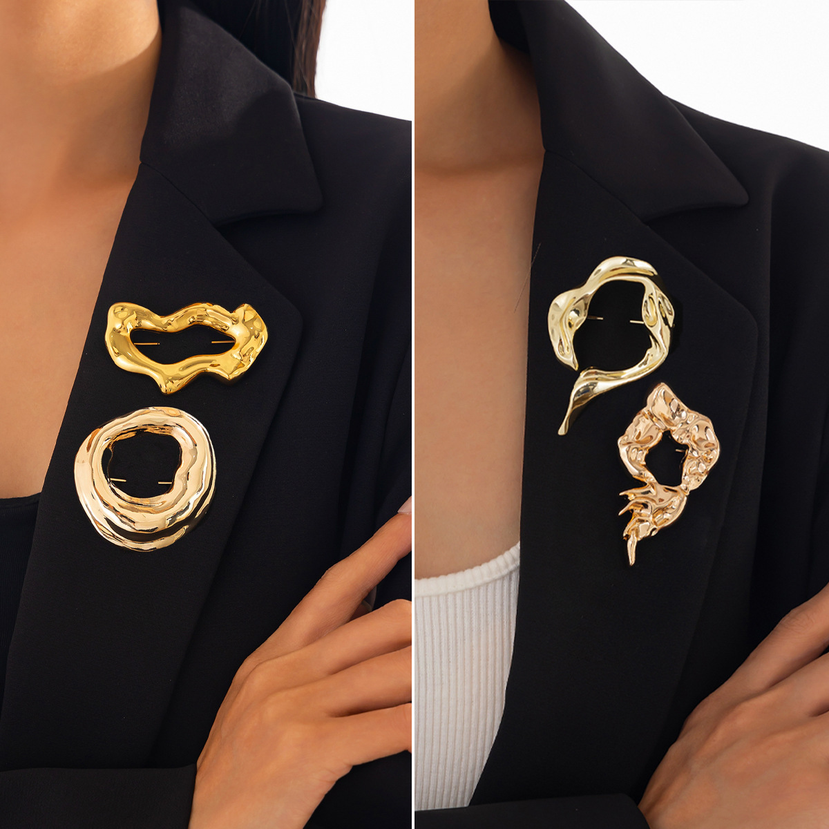 여성을위한 새로운 패션 불규칙한 브로치 유행 금속 골드 - Women'S Accessories And Jewelry 리뷰 및 가격
