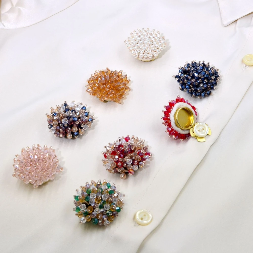 2PCS 우아한 버튼 커버 수제 비즈 크리스탈 커프링크 - Women'S Accessories And Jewelry 리뷰 및 가격
