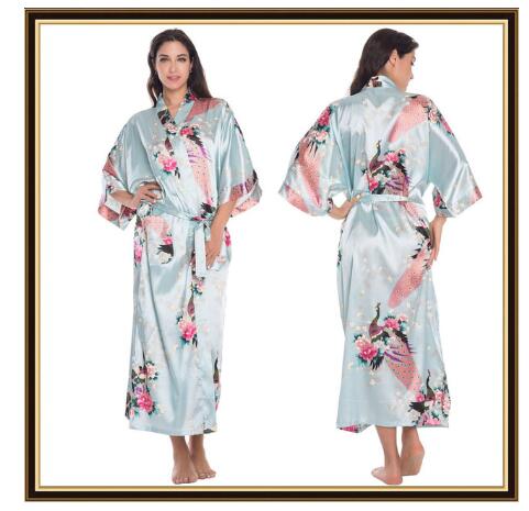 반팔 루즈핏 여성 일본식 기모노 새틴 실크 잠옷 공작새 - Women'S Kimono Accessories 리뷰 및 가격