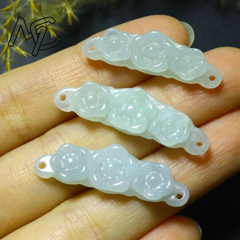 1pc 천연 경옥 에메랄드 꽃 핸드 카드 DIY 액세서 - Women'S Accessories And Jewelry 리뷰 및 가격