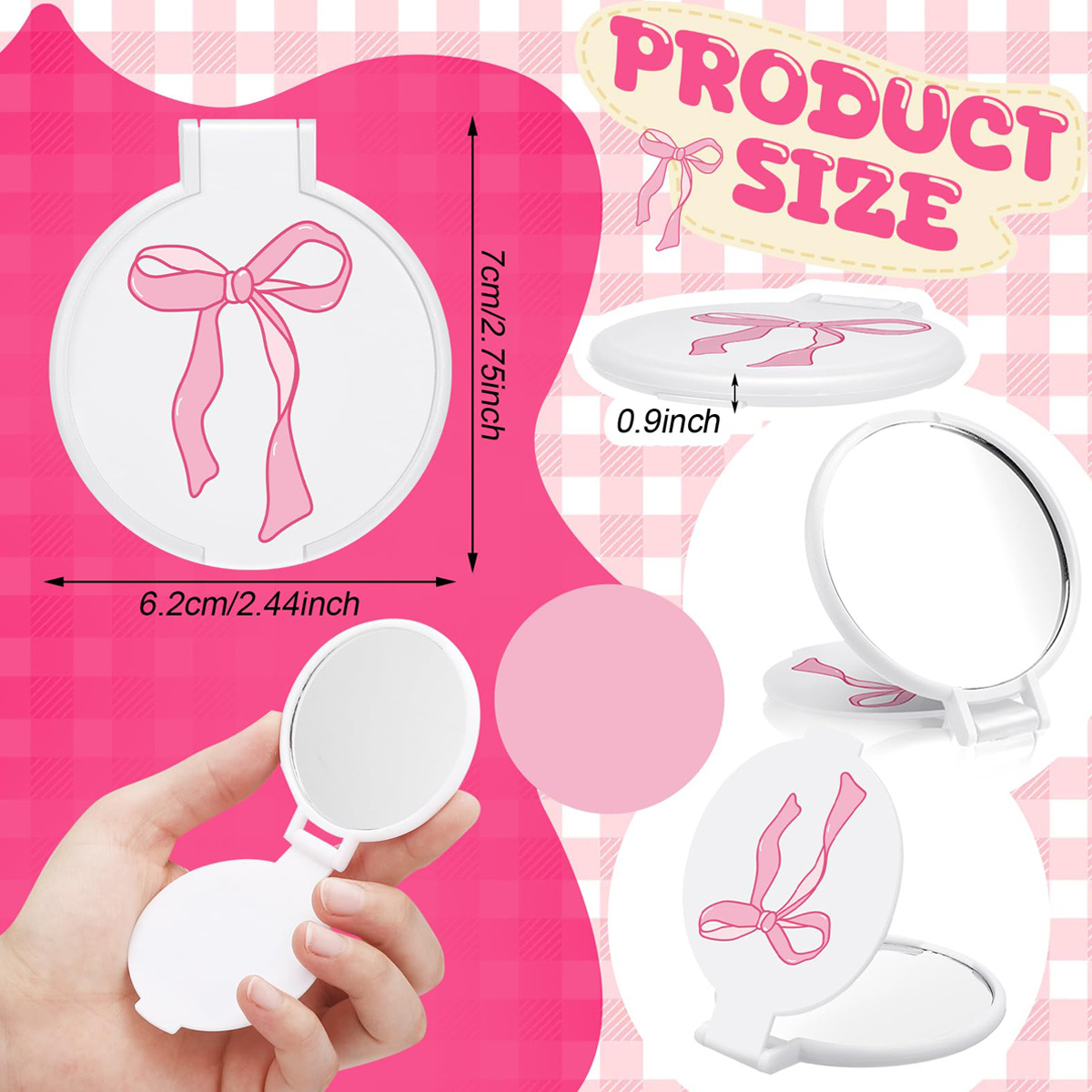5세트 핑크 리본 미니 포켓 거울 - 여성용 화장품 액 - Women'S Vanity Accessories 리뷰 및 가격