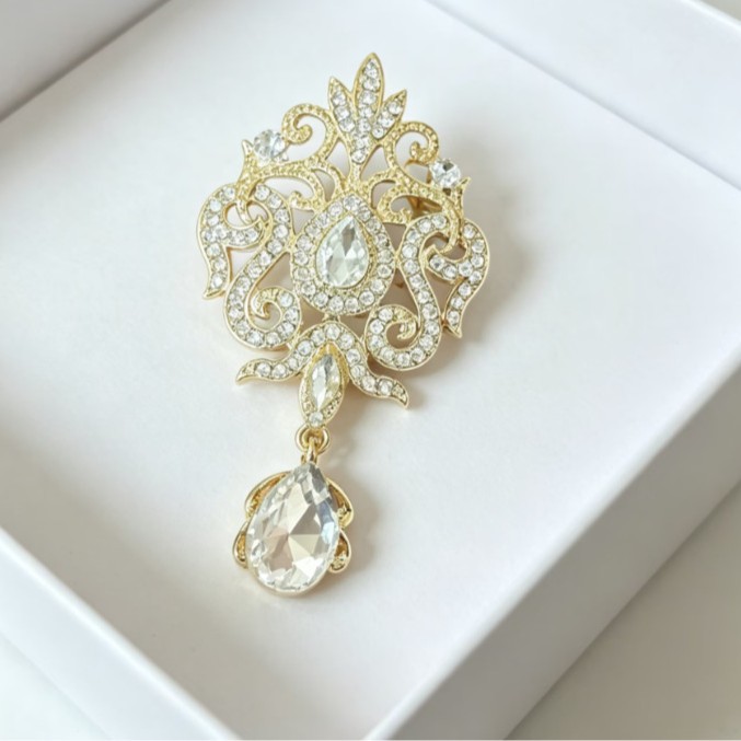 럭셔리 골드 컬러 크리스탈 플라워 브로치 라인스톤 물방 - Women Accessories Bouquet 리뷰 및 가격