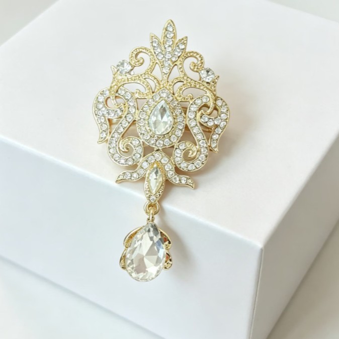 럭셔리 골드 컬러 크리스탈 플라워 브로치 라인스톤 물방 - Women Accessories Bouquet 리뷰 및 가격
